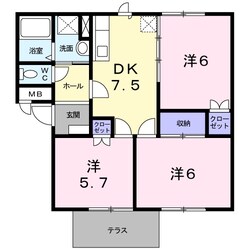 大矢知駅 徒歩18分 1階の物件間取画像